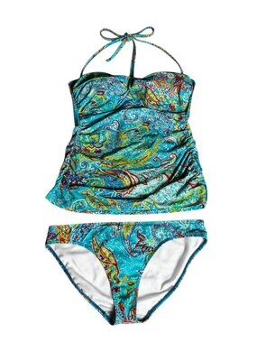 LAUREN Ralph Lauren Paisley Print Tankini Swim Set Size M Estimated